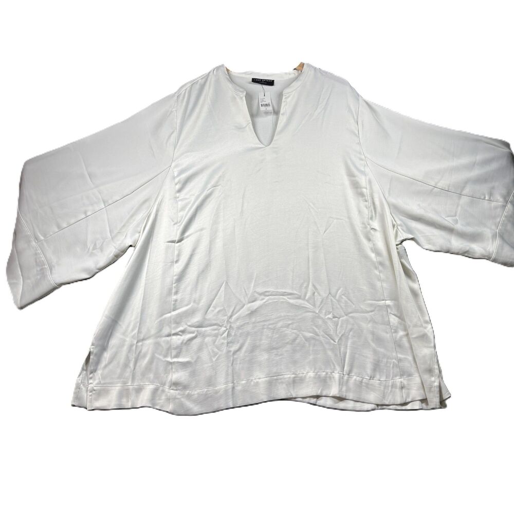 Lane Bryant NWT Tunic Relaxed Bell Sleeve Popover Satin Feel Cream Size 28 L206